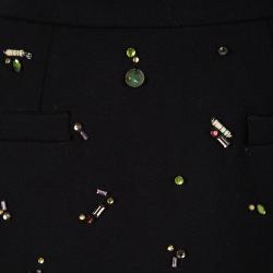 Pre Owned Philosophy di Alberta Ferretti Black Knit Embellished Skirt M