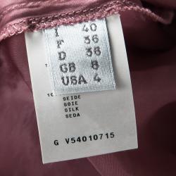Philosophy di Alberta Ferretti Pink Silk Frayed Neck Detail Long Sleeve Dress S