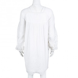 Philosophy di Alberta Ferretti White Eyelet Embroidered Cotton Long Sleeve Dress M