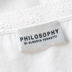 Philosophy di Alberta Ferretti White Eyelet Embroidered Cotton Long Sleeve Dress M