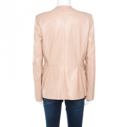 Pre Owned Philosophy Beige Leather Structured Power Shoulder Serafini Blazer M
