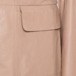 Pre Owned Philosophy Beige Leather Structured Power Shoulder Serafini Blazer M