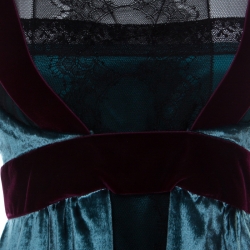 Philosophy di Alberta Ferretti Teal Blue Velvet Lace Short  Dress S