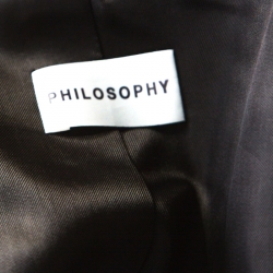 Philosophy Black Wool and Satin Padded Shoulder Detail Sleeveless Long Vest M 