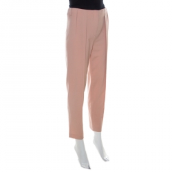 Philosophy di Alberta Ferretti Blush Pink Crepe Pleat Detail Straight Fit Trousers S