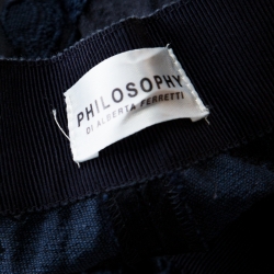 Pre Owned Philosophy di Alberta Ferretti Navy Blue & Black Jacquard Trousers L