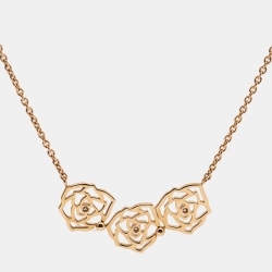 Pre Owned Piaget Rose Silhouette Diamonds 18k Rose Gold Necklace