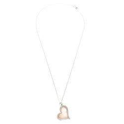 Piaget Asymmetrical Heart Diamond & Pink Mother of Pearl 18k White Gold Pendant 