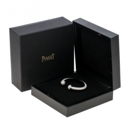 Piaget Possession Diamond Pave White Gold Open Bangle Bracelet