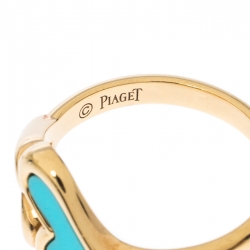 Pre Owned Piaget Turquoise Mother of Pearl Heart 18k Yellow Gold  Ring