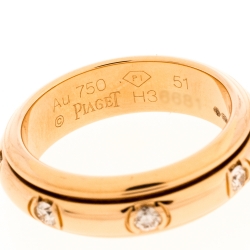 Pre Owned Piaget Possession Diamond 18K Rose Gold Spinning Band Ring Size 51