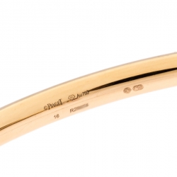 Piaget Possession 18K Rose Gold Diamond Paved Carnelian Open Cuff Bracelet 16 cm