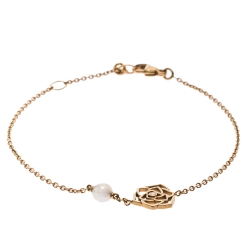Pre Owned Piaget Rose Diamond & Cultured Pearl 18K Rose Gold Bracelet
