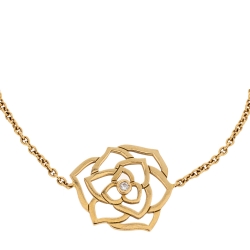 Piaget Diamond Rose Motif 18K Yellow Gold Chain link Bracelet