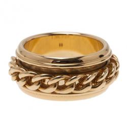 Pre Owned Piaget Possession Chain Motif Yellow Gold Ring Size 56