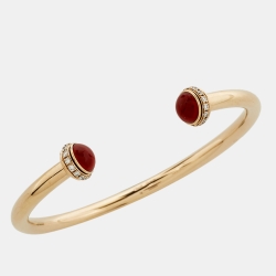 Pre Owned Piaget Possession Carnelian Diamonds 18k Rose Gold Open Cuff Bracelet 16