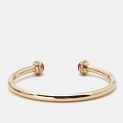 مملوكة مسبقًا Piaget Possession Diamond Carnelian 18k Rose Gold Open Cuff Bracelet 16