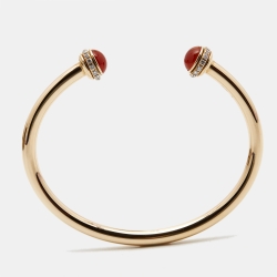 مملوكة مسبقًا Piaget Possession Diamond Carnelian 18k Rose Gold Open Cuff Bracelet 16