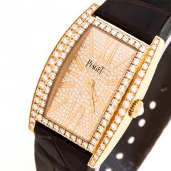 Pre Owned Piaget 18K Rose Gold Diamonds Limelight Tonneau G0A39192 Women's Wristwatch 27 mm