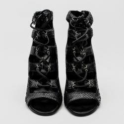 Giuseppe Zanotti For Pierre Balmain Black Python Cut-out Sandals Size 36