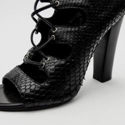 Giuseppe Zanotti For Pierre Balmain Black Python Cut-out Sandals Size 36