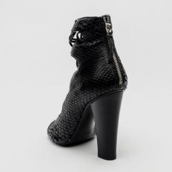 Giuseppe Zanotti For Pierre Balmain Black Python Cut-out Sandals Size 36
