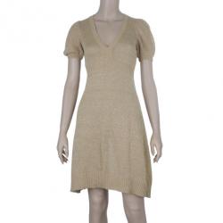 Pre Owned Pinko Gold Knit Dress S