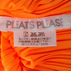 Pleats Please By Issey Miyake Orange Plisse Pleated High Neck Top S