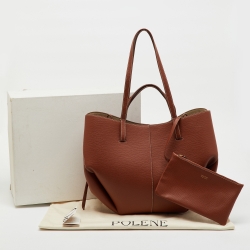 مملوكة مسبقًا Polene Cognac Brown Leather Cyme Tote