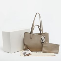 Pre Owned Polene Grey Leather Mini Cyme Tote
