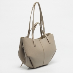 Pre Owned Polene Grey Leather Mini Cyme Tote