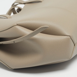 Pre Owned Polene Grey Leather Mini Cyme Tote