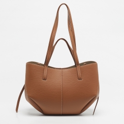 Pre Owned Polene Brown Leather Mini Cyme Tote