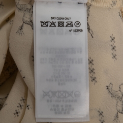 Pre Owned Polo Ralph Lauren Cream Horse Print Silk Tie-Neck Maxi Dress XS