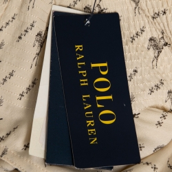 Pre Owned Polo Ralph Lauren Cream Horse Print Silk Tie-Neck Maxi Dress XS