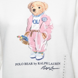Pre Owned Polo Ralph Lauren White Cotton Polo Bear Sweatshirt S