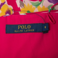 مملوكة مسبقًا Polo Ralph Lauren Pink Floral Silk Spaghetti Strap Midi Dress M