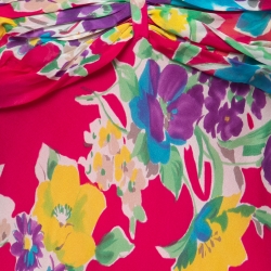 مملوكة مسبقًا Polo Ralph Lauren Pink Floral Silk Spaghetti Strap Midi Dress M