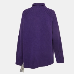 Pre Owned Polo Ralph Lauren Purple Wool Rib Knit Turtleneck Sweater L