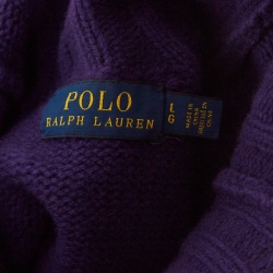 Pre Owned Polo Ralph Lauren Purple Wool Rib Knit Turtleneck Sweater L