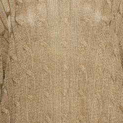 Pre Owned Polo Ralph Lauren Metallic Gold Cable Knit Sweater XL