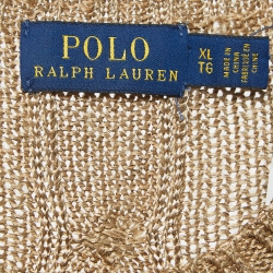 Pre Owned Polo Ralph Lauren Metallic Gold Cable Knit Sweater XL