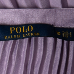 Pre Owned Polo Ralph Lauren Purple Satin Plisse Pleated Skirt L