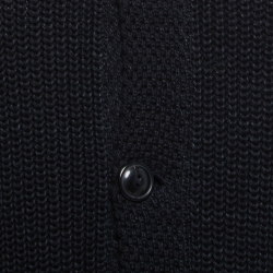مملوكة مسبقًا Polo Ralph Lauren Black Linen & Cotton Turtleneck Cardigan M