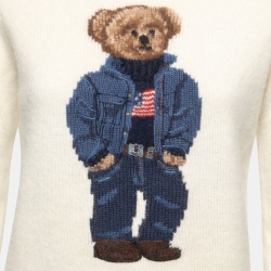 Pre Owned Polo Ralph Lauren Ivory Bear Wool Knit Sweater XS