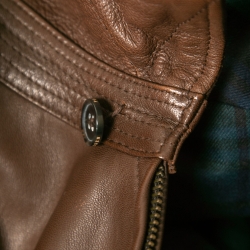 Pre Owned Polo Ralph Lauren Brown Leather Zip-Up Jacket M