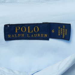 Pre Owned Polo Ralph Lauren Light Blue Cotton Belted Dress M