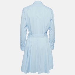 Pre Owned Polo Ralph Lauren Light Blue Cotton Belted Dress M