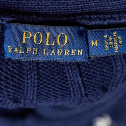 Pre Owned Polo Ralph Lauren Navy Blue Cable Knit Button Front Cardigan M