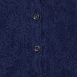 Pre Owned Polo Ralph Lauren Navy Blue Cable Knit Button Front Cardigan M